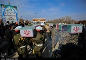 مراسم استقبال از 6 شهید گمنام در پایگاه  شکاری شهید نوژه همدان