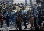 مراسم استقبال از 6 شهید گمنام در پایگاه  شکاری شهید نوژه همدان