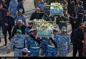 مراسم استقبال از 6 شهید گمنام در پایگاه  شکاری شهید نوژه همدان