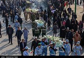 مراسم استقبال از 6 شهید گمنام در پایگاه  شکاری شهید نوژه همدان