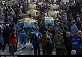 مراسم استقبال از 6 شهید گمنام در پایگاه  شکاری شهید نوژه همدان