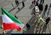 مراسم استقبال از 6 شهید گمنام در پایگاه  شکاری شهید نوژه همدان