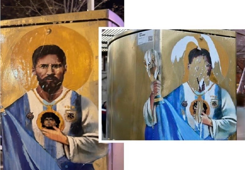 تخریب یک اثر هنری از مسی در بارسلونا