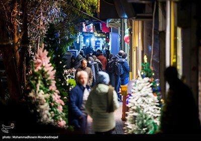 Street in Tehran Decked with Christmas Decorations