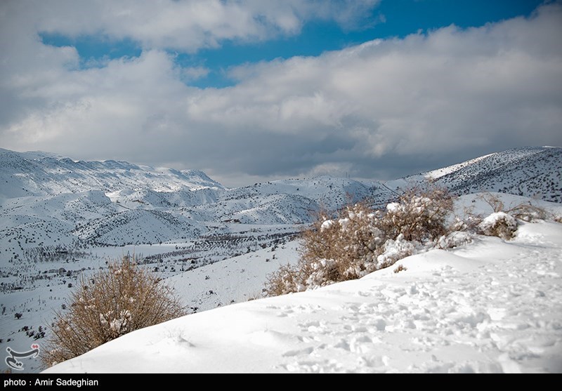 طبیعت برفی جاده چله گاه - فارس