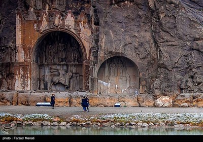 بارش برف در طاقبستان - کرمانشاه 