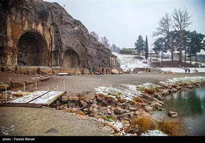 بارش برف در طاقبستان - کرمانشاه 