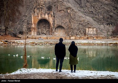 بارش برف در طاقبستان - کرمانشاه 