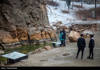 بارش برف در طاقبستان - کرمانشاه 