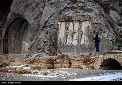 بارش برف در طاقبستان - کرمانشاه