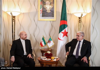 دیدار ابراهیم بوغالی رئیس مجلس ملی مردمی الجزایر با محمدباقر قالیباف رئیس مجلس شورای اسلامی