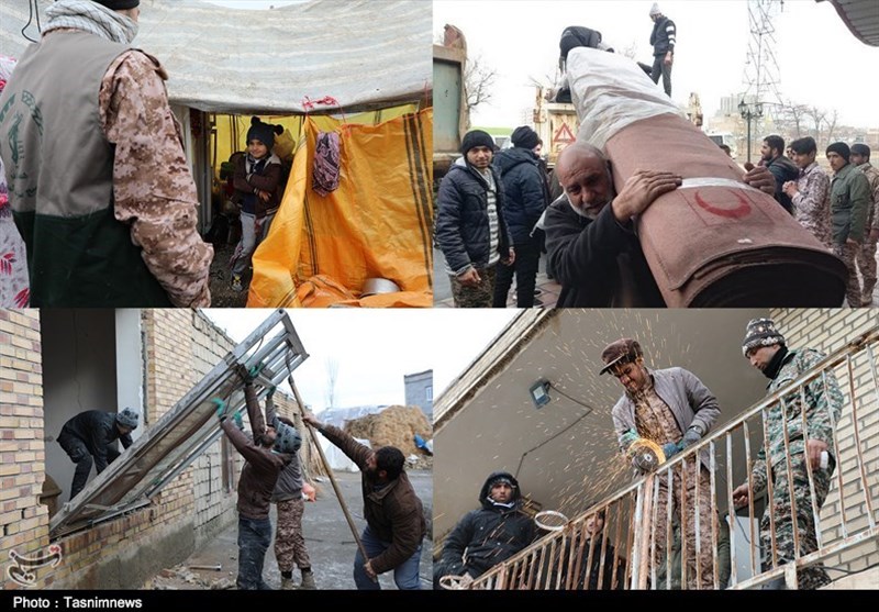 ‌جهاد بسیجیان در مناطق زلزله‌زده خوی/ خدمت به مردم در دمای زیر صفر + تصاویر