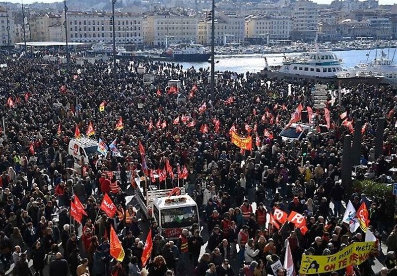 تظاهرات مردمی مجدد در فرانسه در اعتراض به طرح بازنشستگی دولت ماکرون