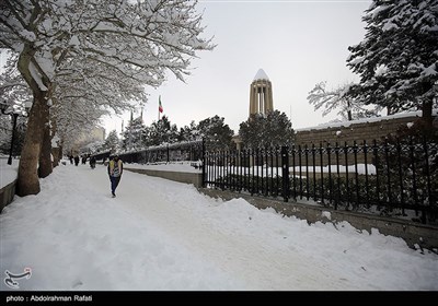 بارش برف در همدان