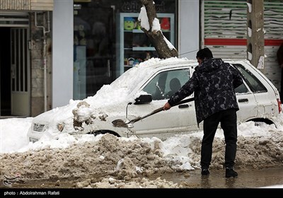 بارش برف در همدان