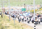 راهپیمایی تحریک‌آمیز شهرک‌نشینان صهیونیست در جنوب نابلس