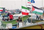 رژه اقتدار بسیج دریایی سپاه در حمایت از مردم فلسطین