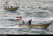 رژه اقتدار بسیج دریایی سپاه در حمایت از مردم فلسطین