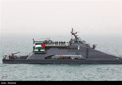 رژه اقتدار بسیج دریایی سپاه در حمایت از مردم فلسطین