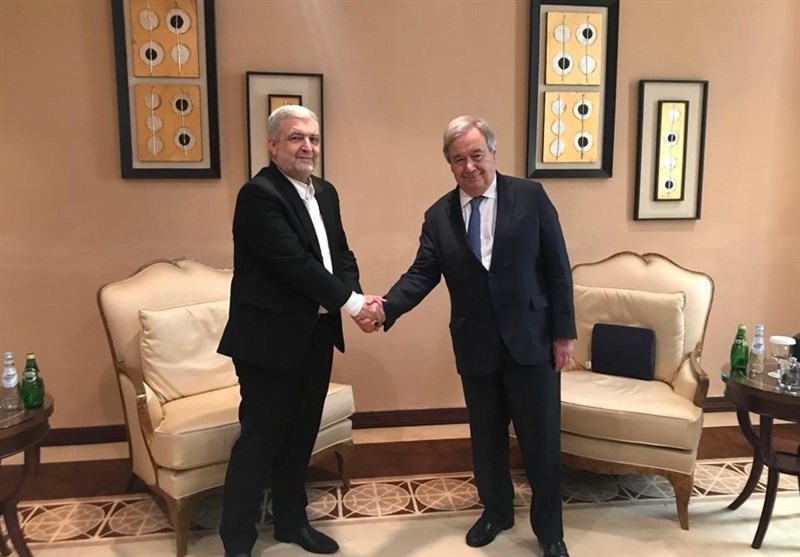 دیدار کاظمی قمی با دبیرکل سازمان ملل در دوحه