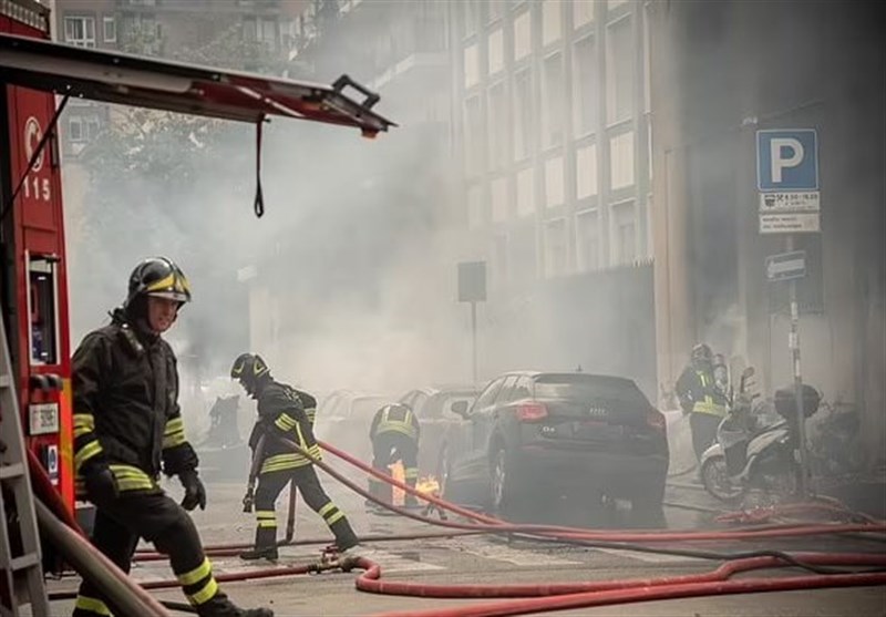 Several Cars on Fire After Large Explosion Rocks City Center in Milan