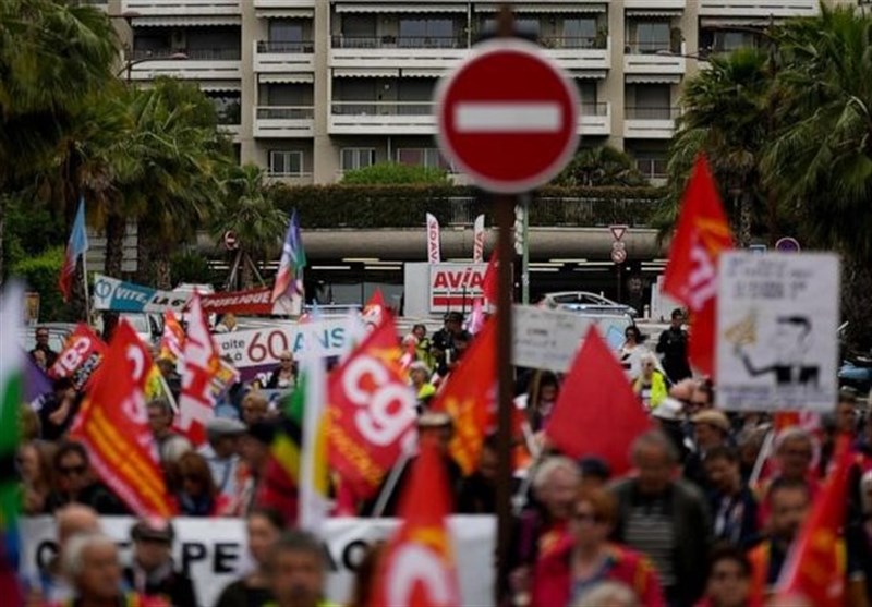 France Pension Protest Held on Outskirts of Cannes Film Festival
