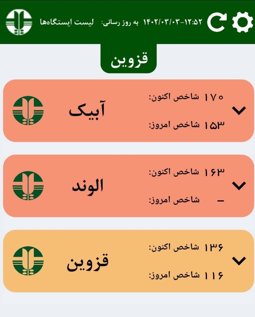 آلودگی هوا , استانداری قزوین , 