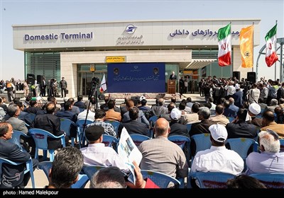 مراسم افتتاح فرودگاه گناباد با حضور رئیس مجلس