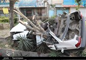 وضعیت پراید پس از تصادف با درخت در مشهد+تصاویر