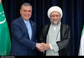 قربانقلی بردی محمداف رئیس شورای مصلحت خلق ترکمنستان و  آیت الله صادق آملی لاریجانی، رئیس مجمع تشخیص مصلحت نظام