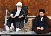 حجت الاسلام سیدحسن خمینی و آیت الله احمد جنتی در مراسم سی و چهارمین سالگرد ارتحال امام خمینی (ره) 