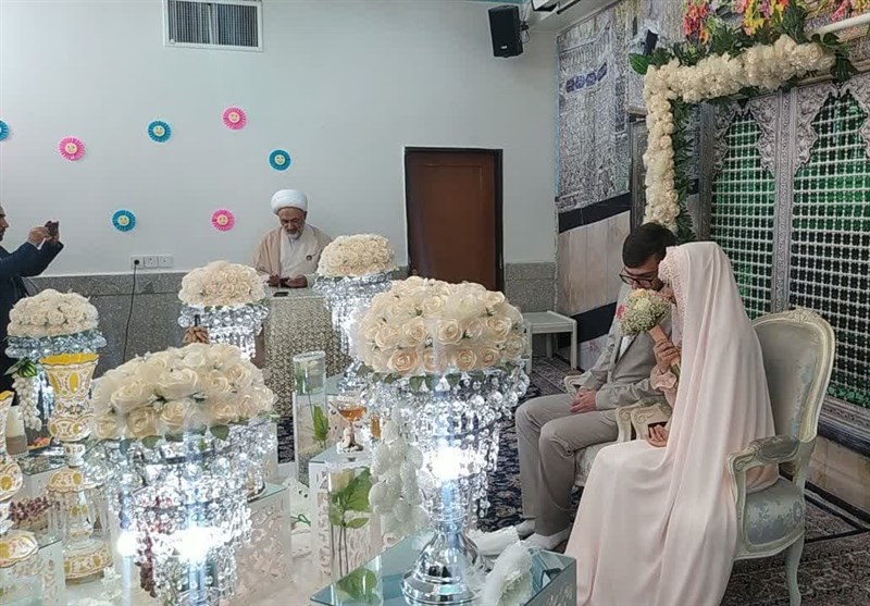 مراسم عقد آسان 45 زوج در آستان مقدس حضرت عبدالعظیم (ع) + فیلم