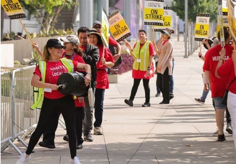 اعتصاب کارگران هتل در لس آنجلس آمریکا