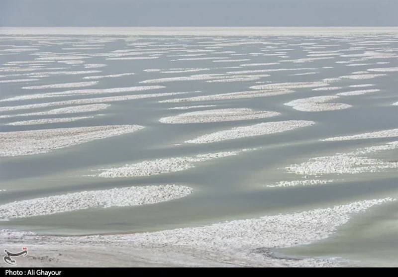 تاثیر گرمای شدید هوا بر دریاچه ارومیه/ خشکی دوباره پدیدار شد + تصاویر