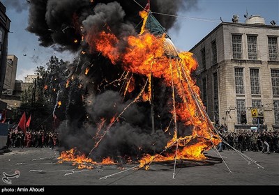 خیمه سوزان ظهر عاشورا در چهار راه گلوبندک تهران