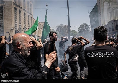 خیمه سوزان ظهر عاشورا در چهار راه گلوبندک تهران