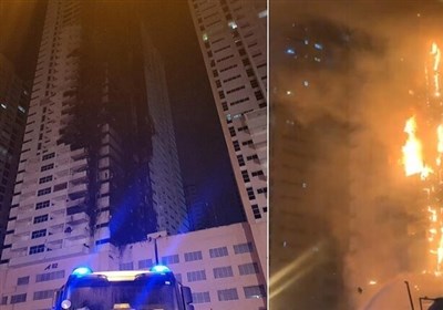  آتش سوزی گسترده در یک برج مسکونی در امارات 