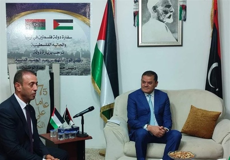 بازدید نخست وزیر لیبی از سفارت فلسطین
