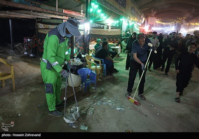 خدمات رسانی پاکبانان شهرداری تهران در مسیر طریق الحسین