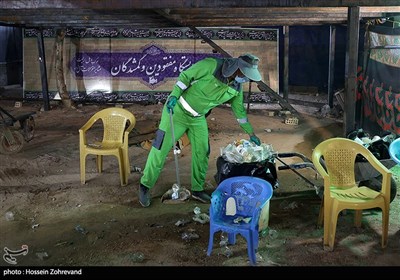خدمات رسانی پاکبانان شهرداری تهران در مسیر طریق الحسین