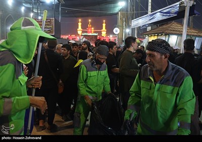 خدمات رسانی پاکبانان شهرداری تهران در مسیر طریق الحسین