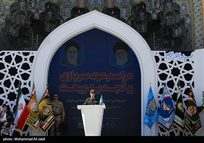 سردار سرلشکر پاسدار محمد باقری در آیین عهد سربازی نیروهای مسلح در مسجد جمکران 
