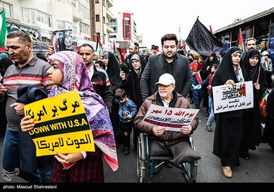 مسيرات في طهران تنديدا بجرائم الكيان الصهيوني في فلسطين