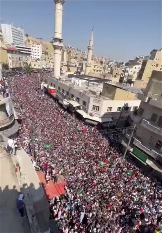 تظاهرات گسترده مردم اردن در حمایت از ملت و مقاومت فلسطین