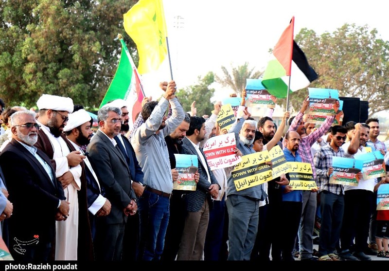 طنین مرگ بر اسرائیل از کرانه‌های نیلگون خلیج فارس/‌ اعلام نفرت هرمزگانی‌ها ‌از ‌جنایات اسرائیل + فیلم و تصاویر