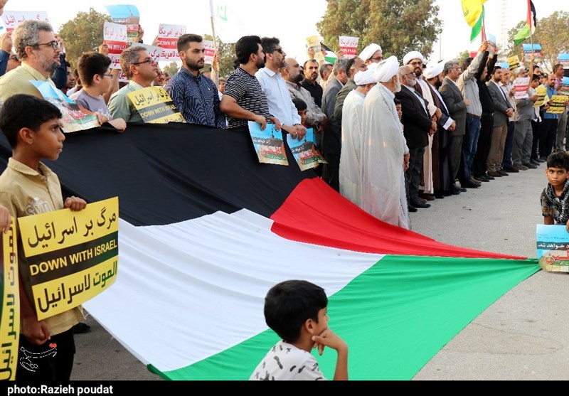 طنین مرگ بر اسرائیل از کرانه‌های نیلگون خلیج فارس/‌ اعلام نفرت هرمزگانی‌ها ‌از ‌جنایات اسرائیل + فیلم و تصاویر