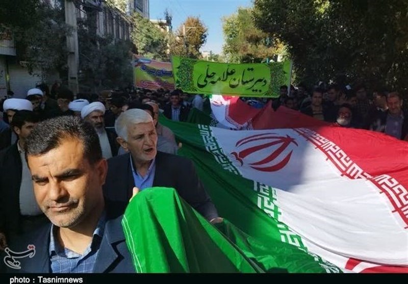 شکوه راهپیمایی 13 آبان در ‌استان زنجان/ مردم جنایات اسرائیل را محکوم کردند + فیلم