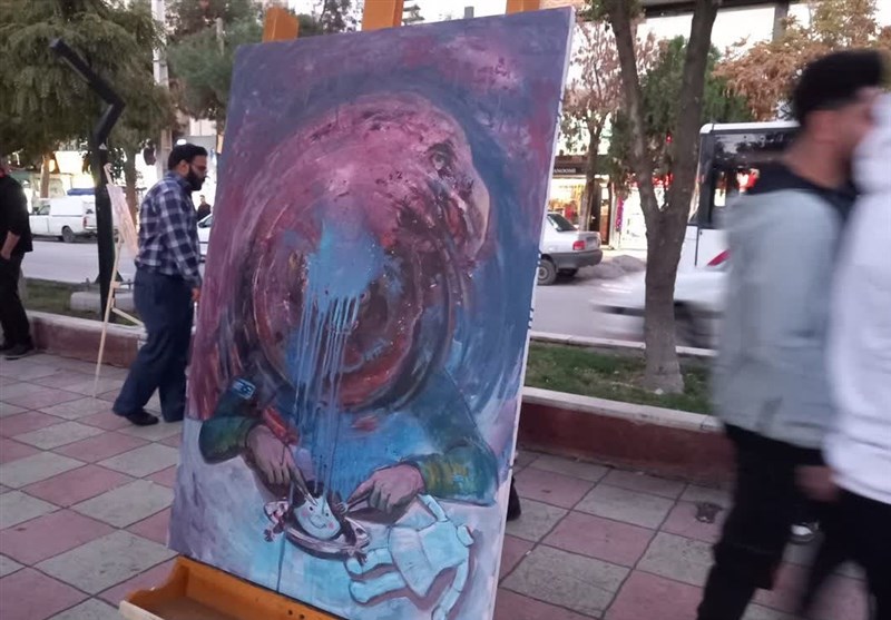 نمایش مظلومیت کودکان غزه با زبان نقاشی در کرمانشاه + تصویر