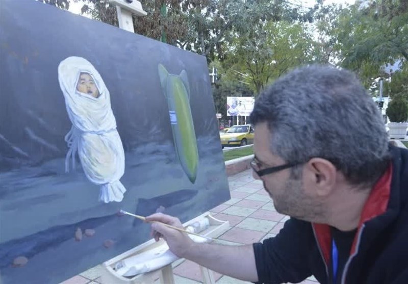 نمایش مظلومیت کودکان غزه با زبان نقاشی در کرمانشاه + تصویر