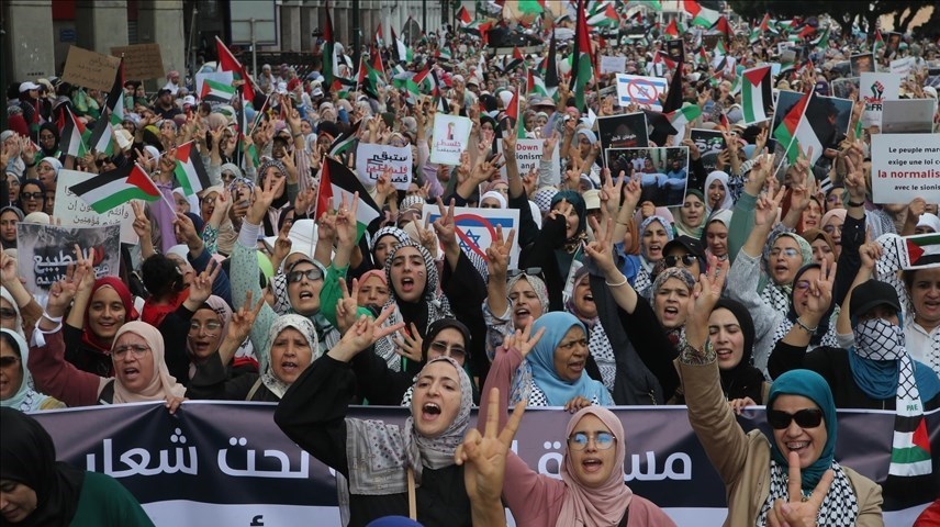 تظاهرات‌کنندگان مغربی: به کشتار زنان و کودکان فلسطینی پایان دهید